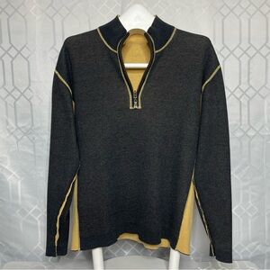 Tommy Bahama Yellow Gray Reversible Quarter Zip Sweater XL